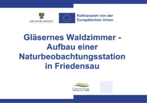 Gläsernes Waldzimmer - Aufbau einer Naturbeobachtungsstation in Friedensau. Kofinanziert von der Europäischen Union Beteilligte: Land Sachsen-Anhalt und LEADER Lokale Aktionsgruppe Mittlere Elbe - Fläming
